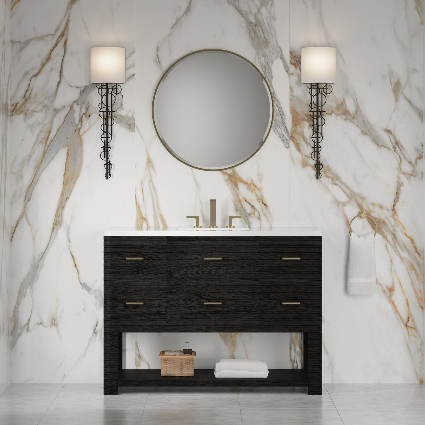 Lucian 48" Single Vanity in Carbon Oak Single Bathroom Vanity James Martin Vanities Select Your Top 