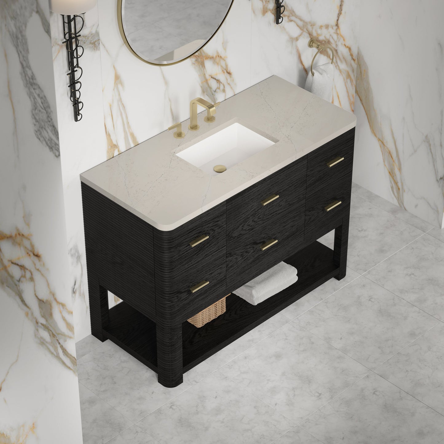 
                  
                    Lucian 48" Single Vanity in Carbon Oak Single Bathroom Vanity James Martin Vanities Siberian Silestone 
                  
                