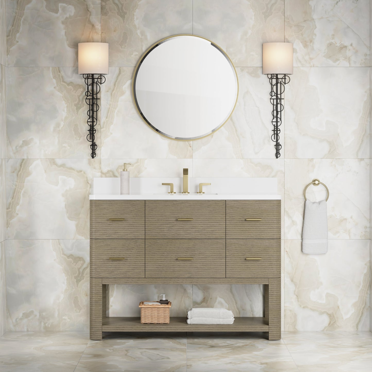 
                  
                    Lucian 48" Single Vanity in Pebble Oak Single Bathroom Vanity James Martin Vanities 
                  
                