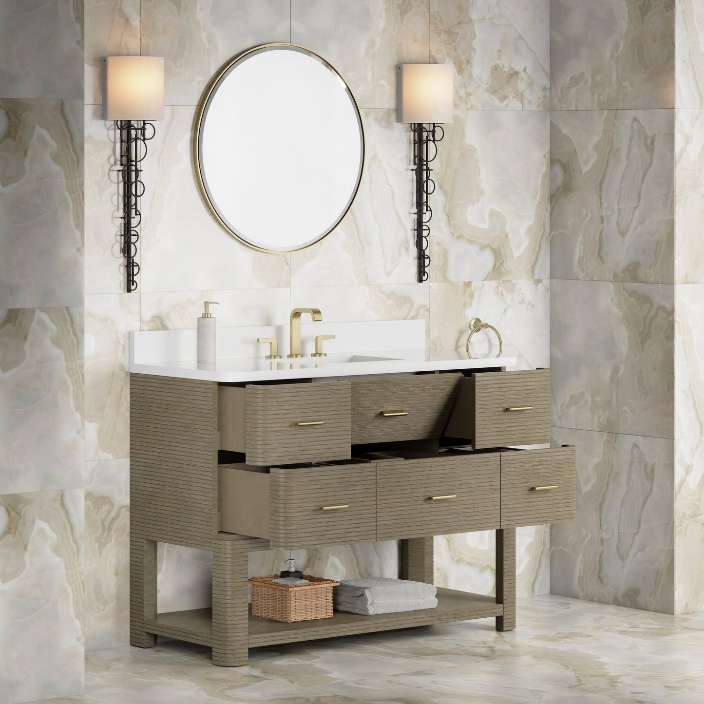 
                  
                    Lucian 48" Single Vanity in Pebble Oak Single Bathroom Vanity James Martin Vanities 
                  
                