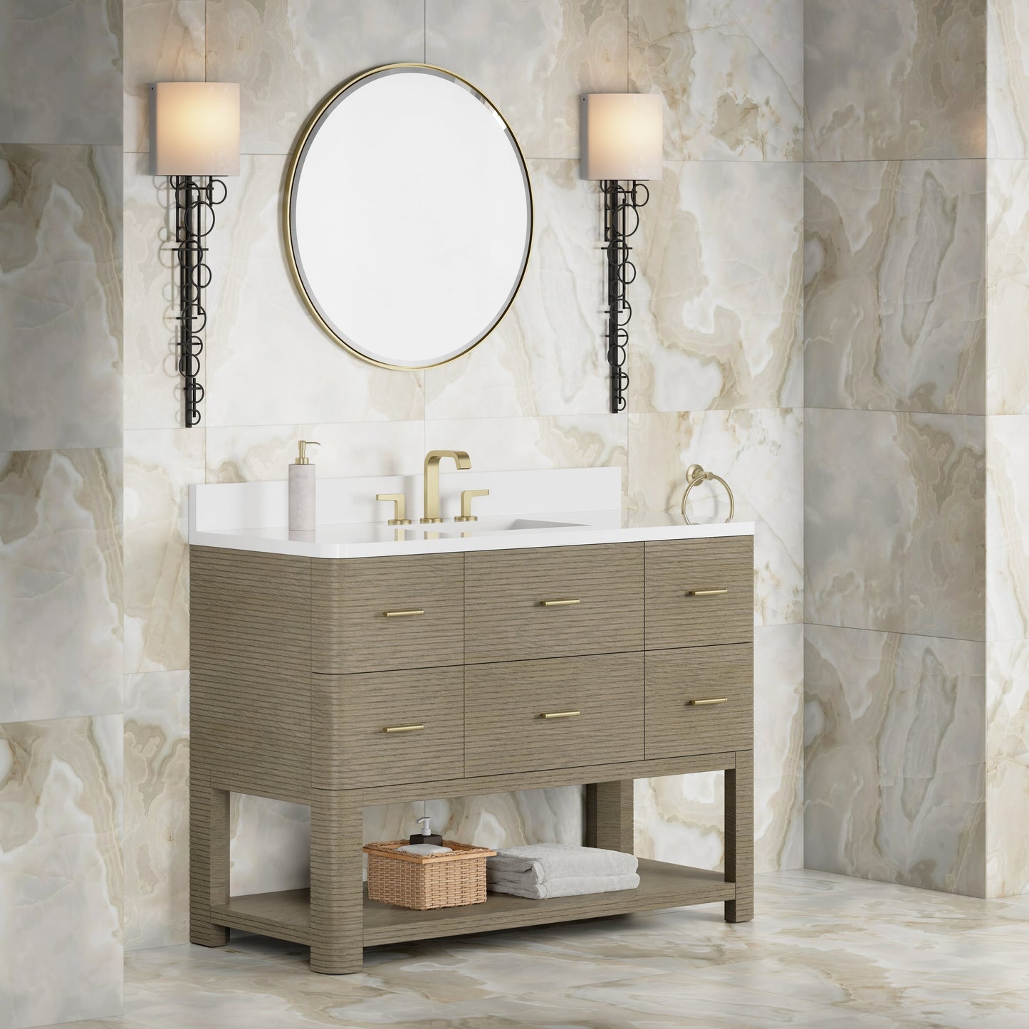 
                  
                    Lucian 48" Single Vanity in Pebble Oak Single Bathroom Vanity James Martin Vanities 
                  
                