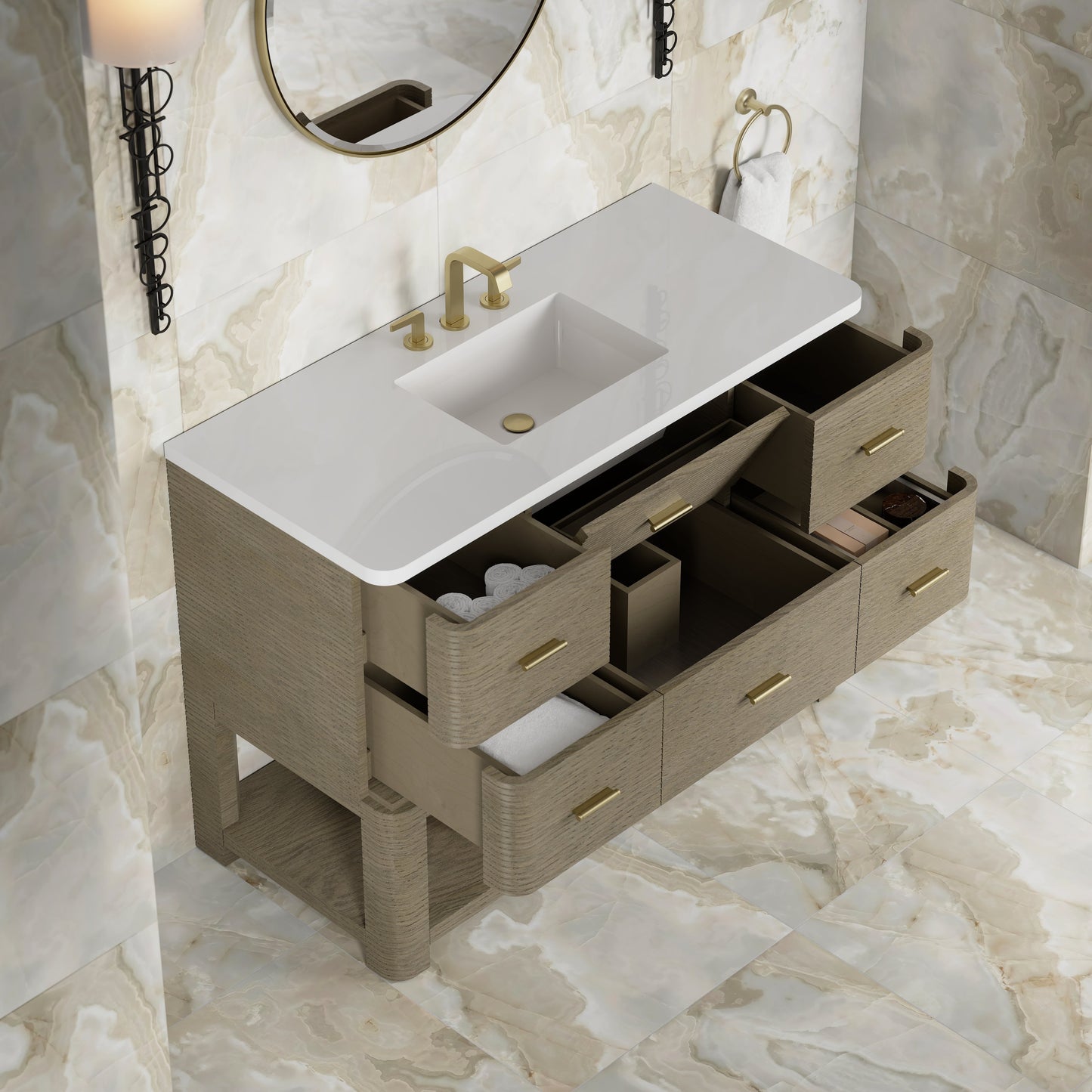 
                  
                    Lucian 48" Single Vanity in Pebble Oak Single Bathroom Vanity James Martin Vanities 
                  
                