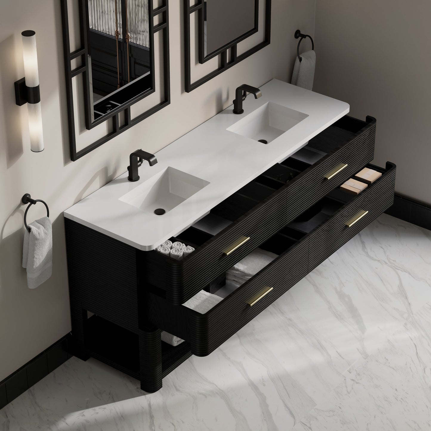 
                  
                    Lucian 72" Double Vanity in Carbon Oak Double bathroom Vanity James Martin Vanities 
                  
                