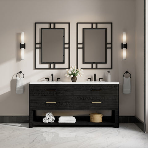 Lucian 72" Double Vanity in Carbon Oak Double bathroom Vanity James Martin Vanities Select Your Top 