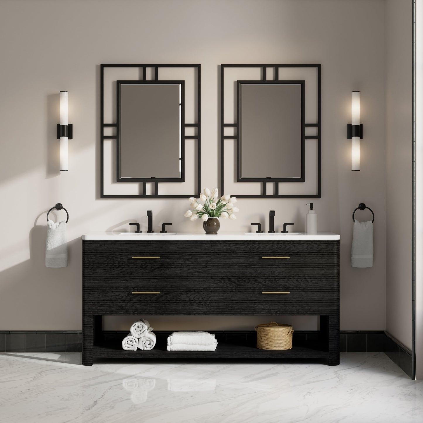 Lucian 72" Double Vanity in Carbon Oak Double bathroom Vanity James Martin Vanities Select Your Top 