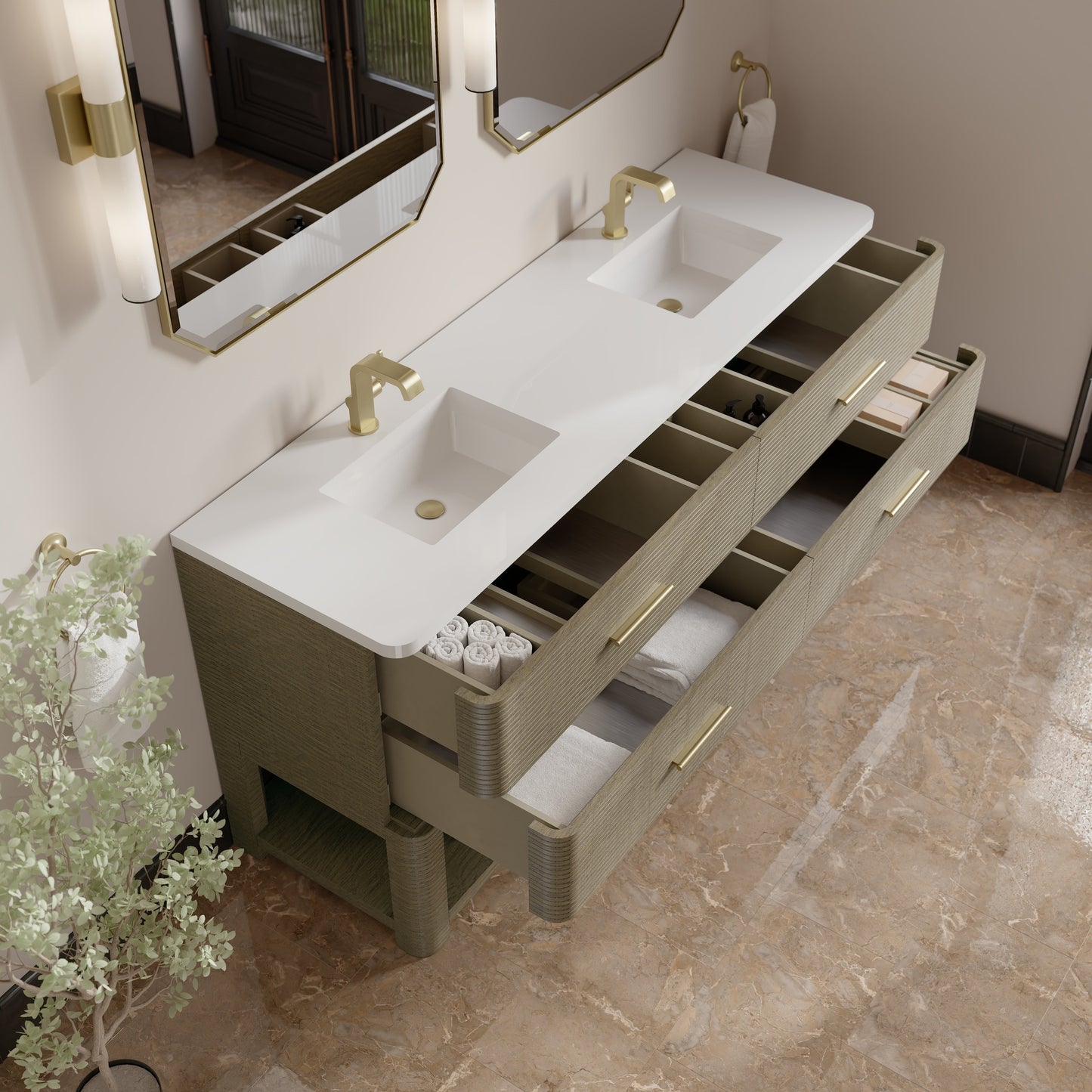 
                  
                    Lucian 72" Double Vanity in Pebble Oak Double bathroom Vanity James Martin Vanities 
                  
                