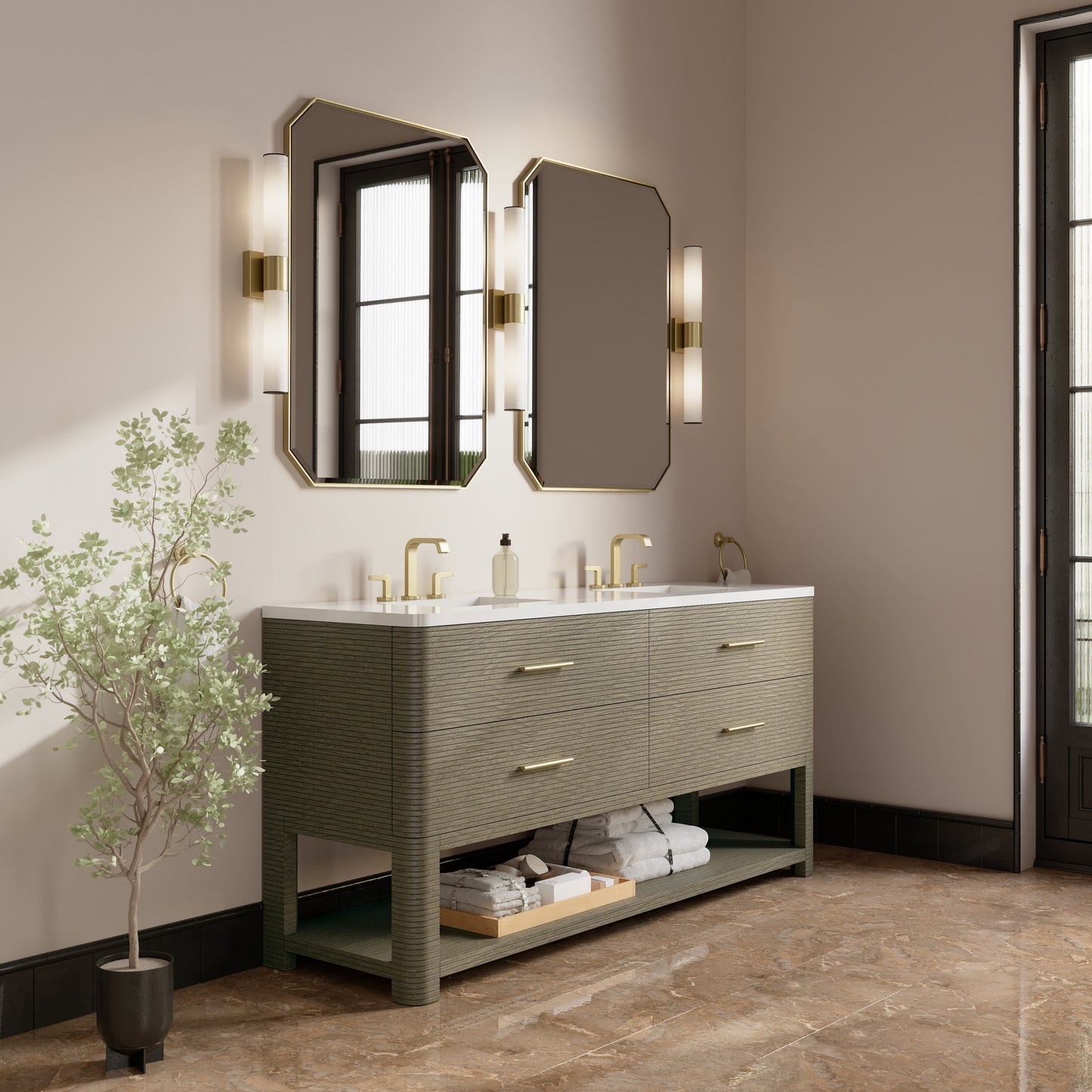 
                  
                    Lucian 72" Double Vanity in Pebble Oak Double bathroom Vanity James Martin Vanities 
                  
                