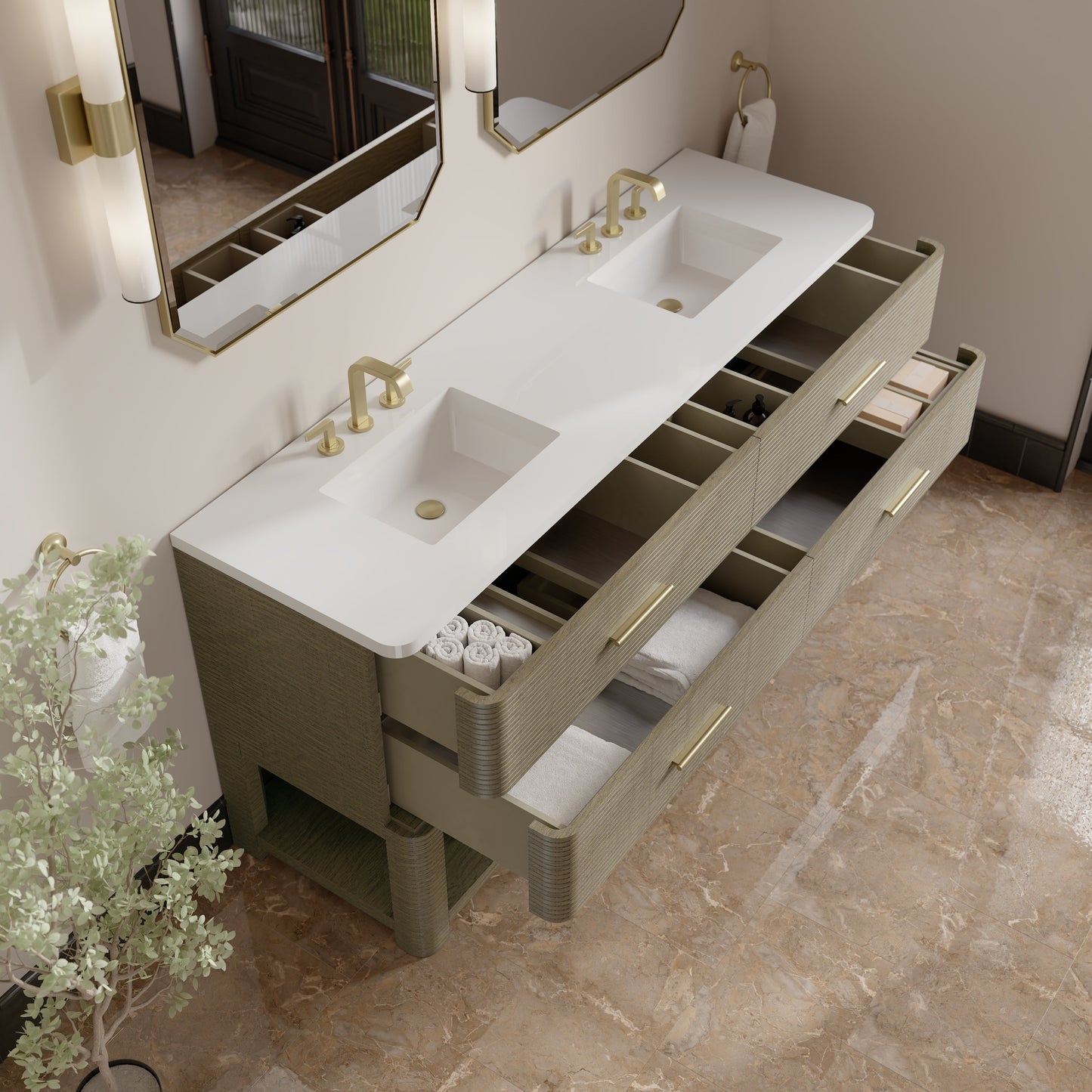 
                  
                    Lucian 72" Double Vanity in Pebble Oak Double bathroom Vanity James Martin Vanities 
                  
                