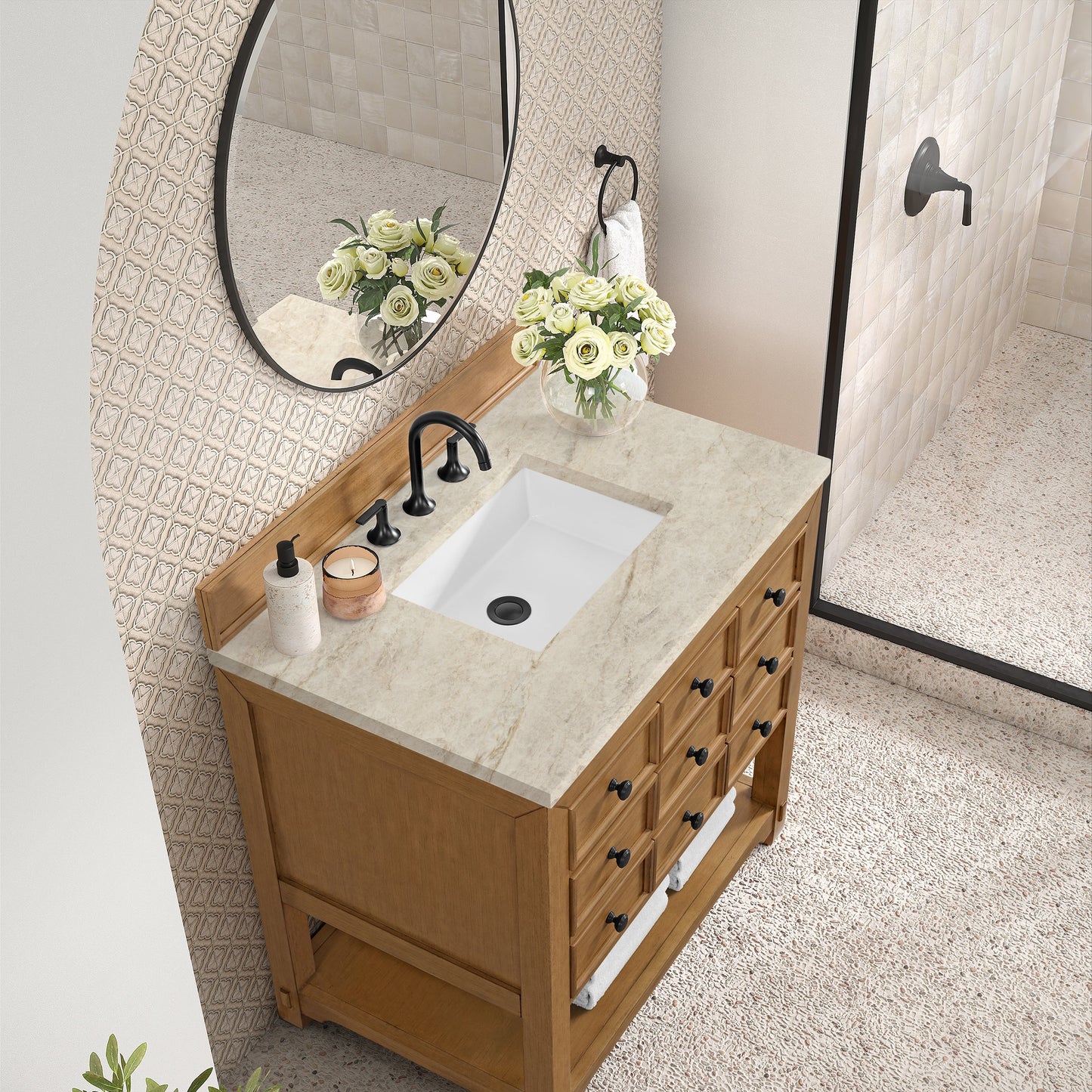 
                  
                    Malibu 36" Single Bathroom Vanity in Amber Birch Single Bathroom Vanity James Martin Vanities Tajnar Eclos 
                  
                