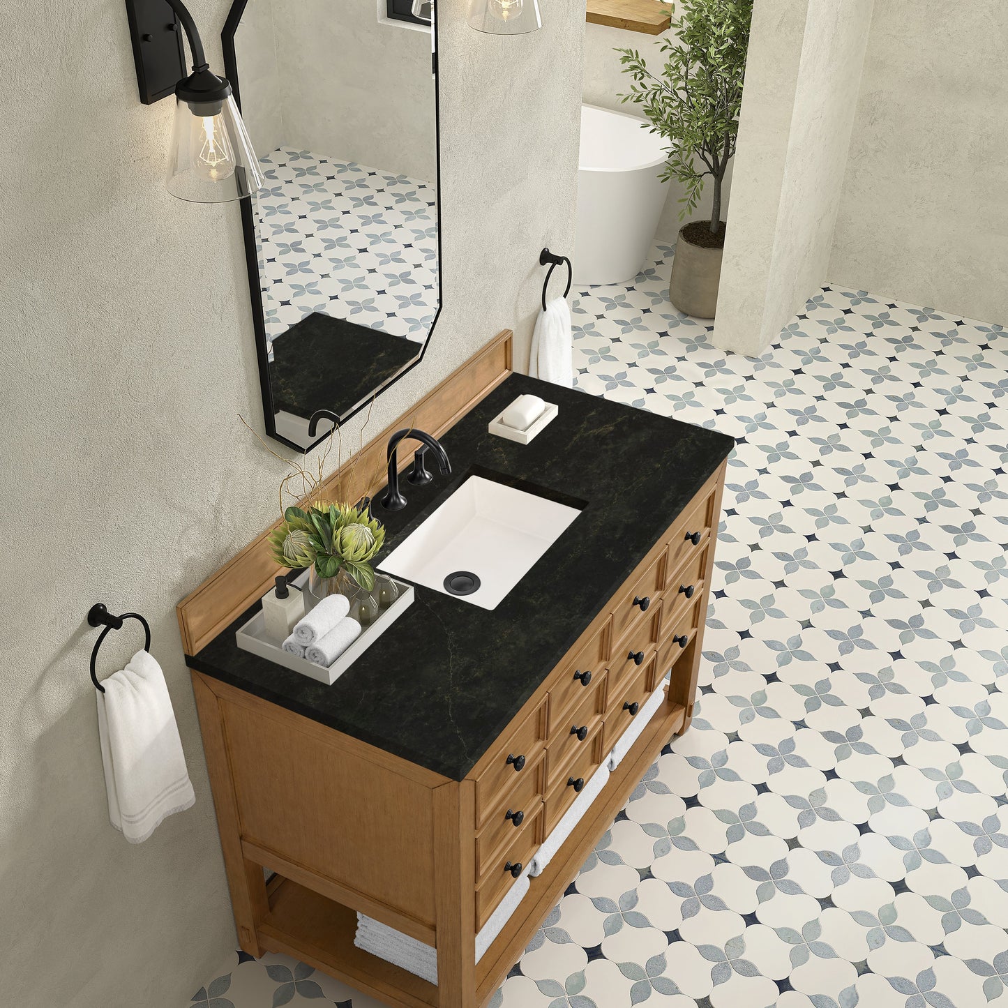 
                  
                    Malibu 48" Single Bathroom Vanity in Amber Birch Single Bathroom Vanity James Martin Vanities Phantome Eclos 
                  
                