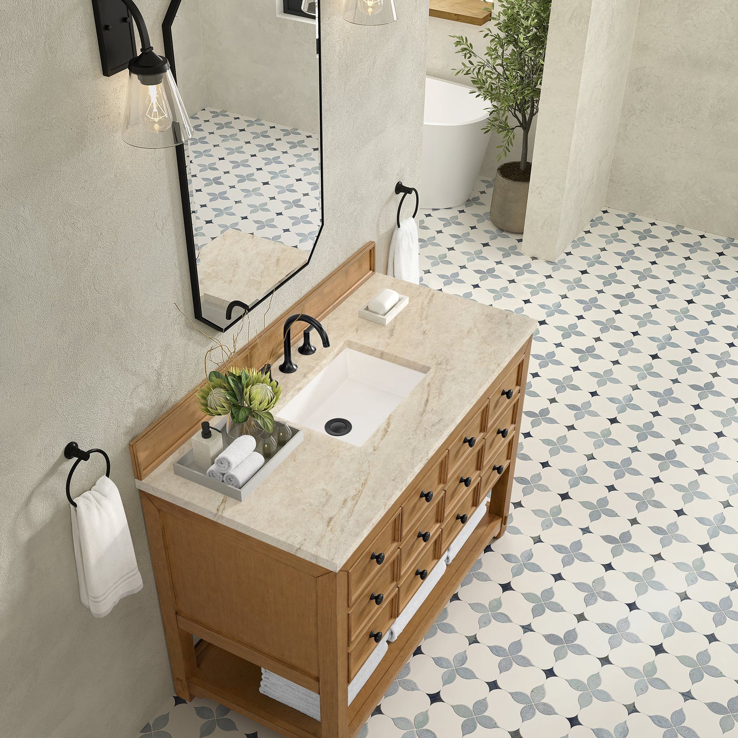 
                  
                    Malibu 48" Single Bathroom Vanity in Amber Birch Single Bathroom Vanity James Martin Vanities Tajnar Eclos 
                  
                