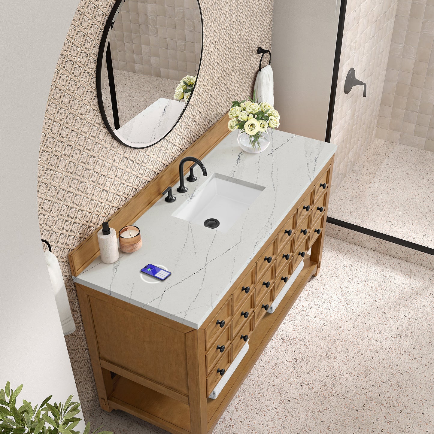 
                  
                    Malibu 60" Single Bathroom Vanity Single Bathroom Vanity James Martin Vanities FreePower-Enabled Ethereal Noctis Silestone 
                  
                