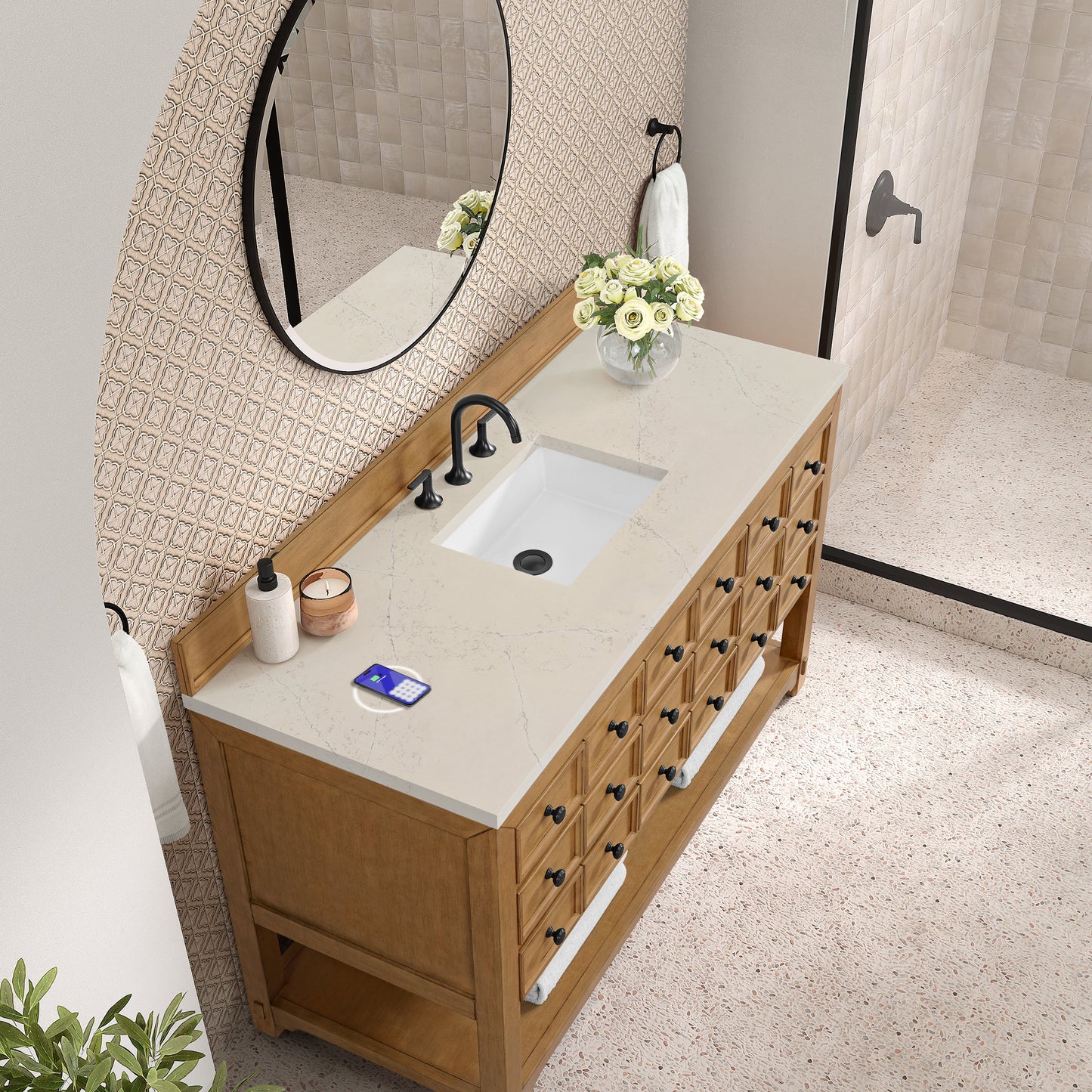 
                  
                    Malibu 60" Single Bathroom Vanity Single Bathroom Vanity James Martin Vanities FreePower-Enabled Siberian Silestone 
                  
                