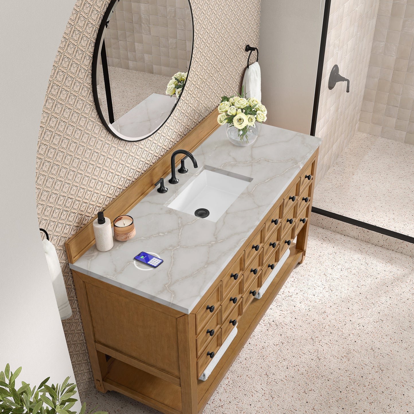 
                  
                    Malibu 60" Single Bathroom Vanity Single Bathroom Vanity James Martin Vanities FreePower-Enabled Victorian Silver Silestone 
                  
                