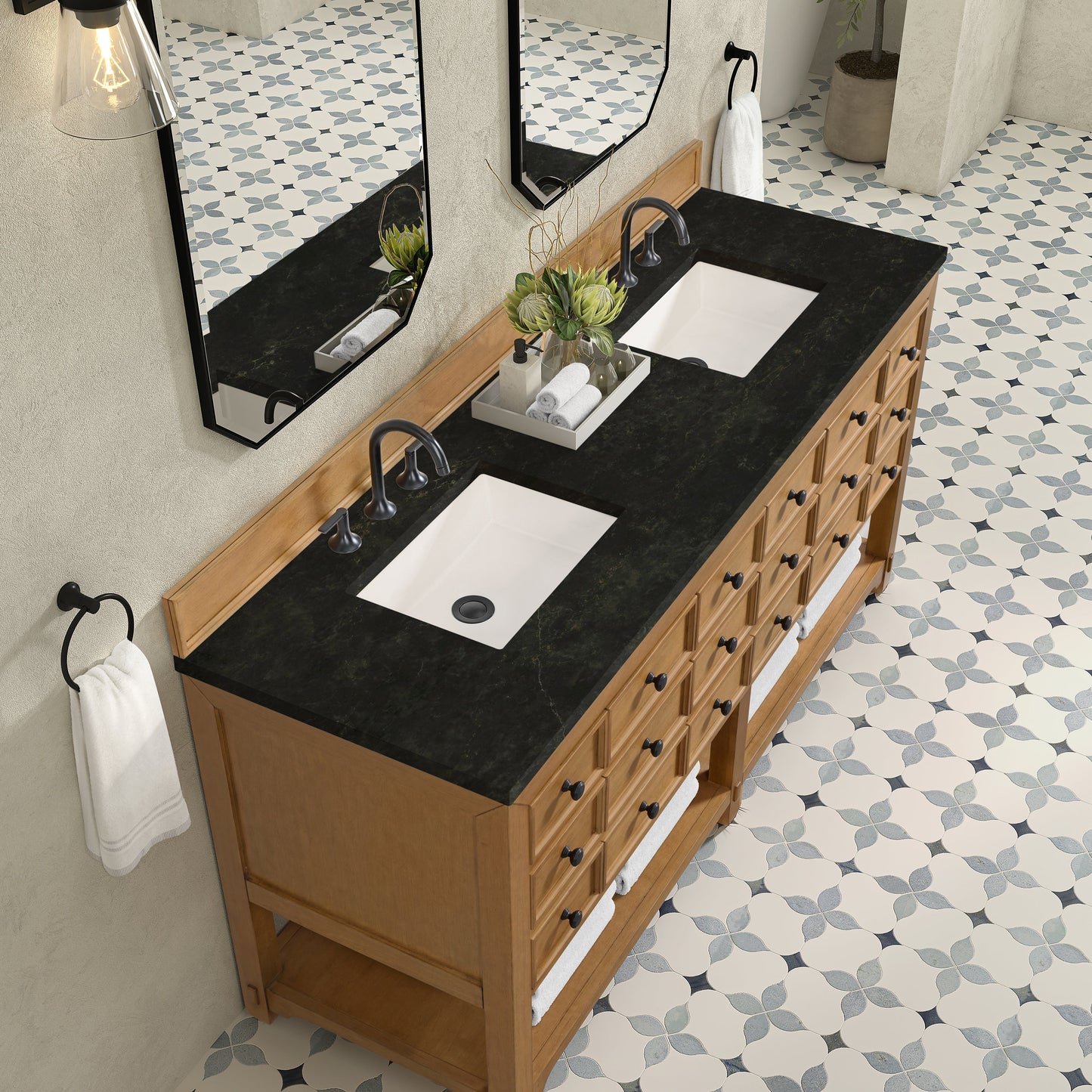 
                  
                    Malibu 72" Double Bathroom Vanity in Amber Birch Double bathroom Vanity James Martin Vanities Phantome Eclos 
                  
                