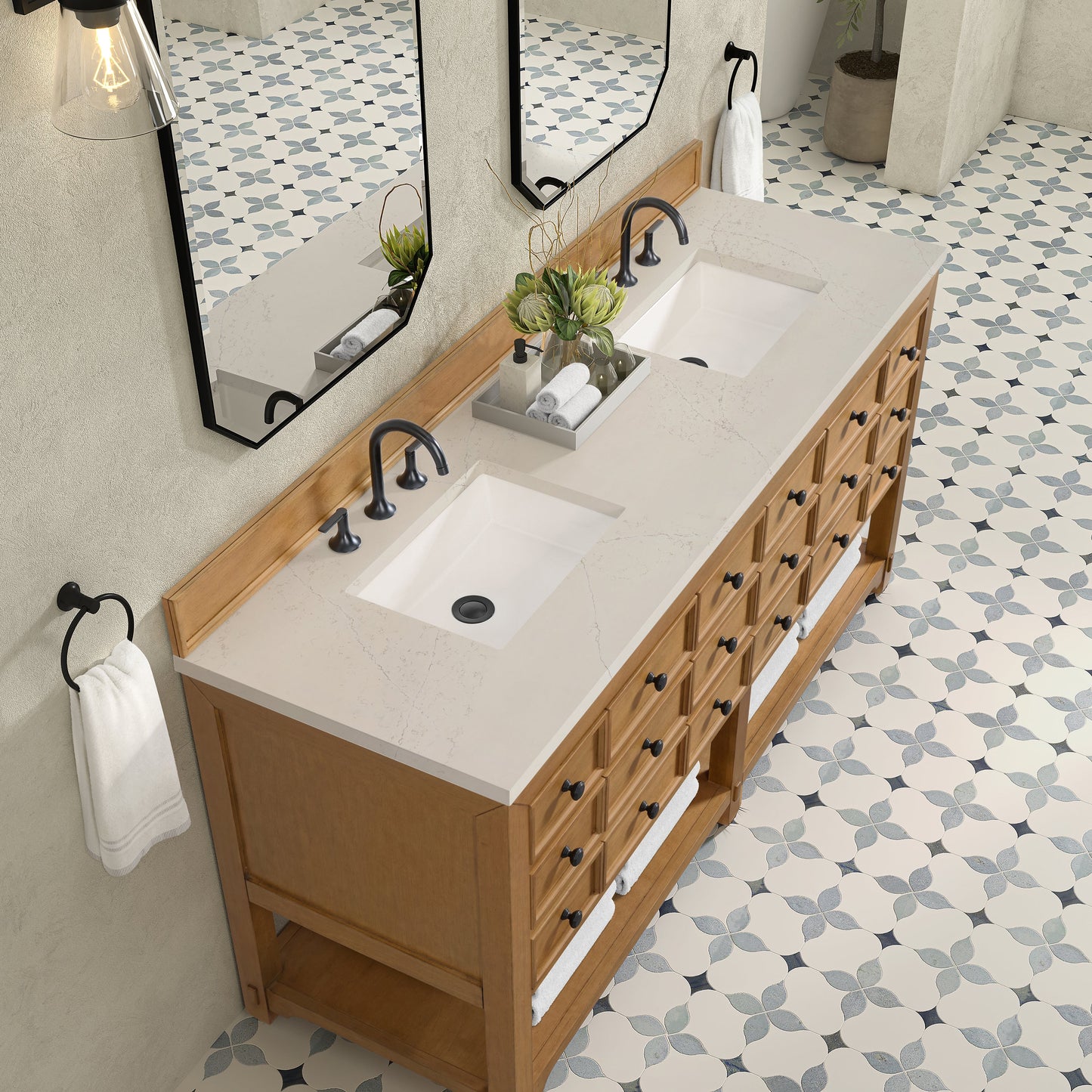 
                  
                    Malibu 72" Double Bathroom Vanity in Amber Birch Double bathroom Vanity James Martin Vanities Siberian Silestone 
                  
                