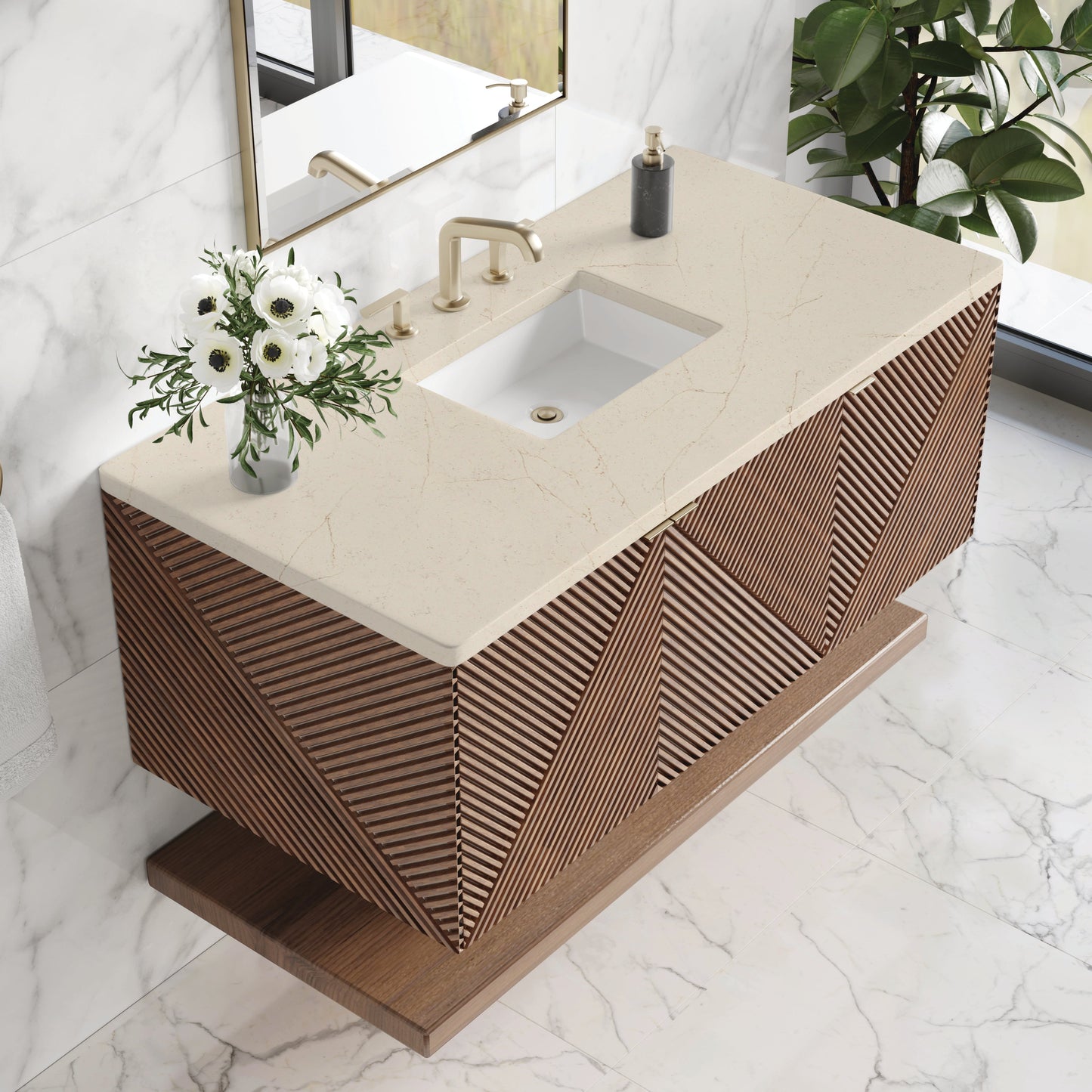 
                  
                    Marcello 48" Single Vanity in Chestnut Single Bathroom Vanity James Martin Vanities Eternal Marfil Silestone 
                  
                