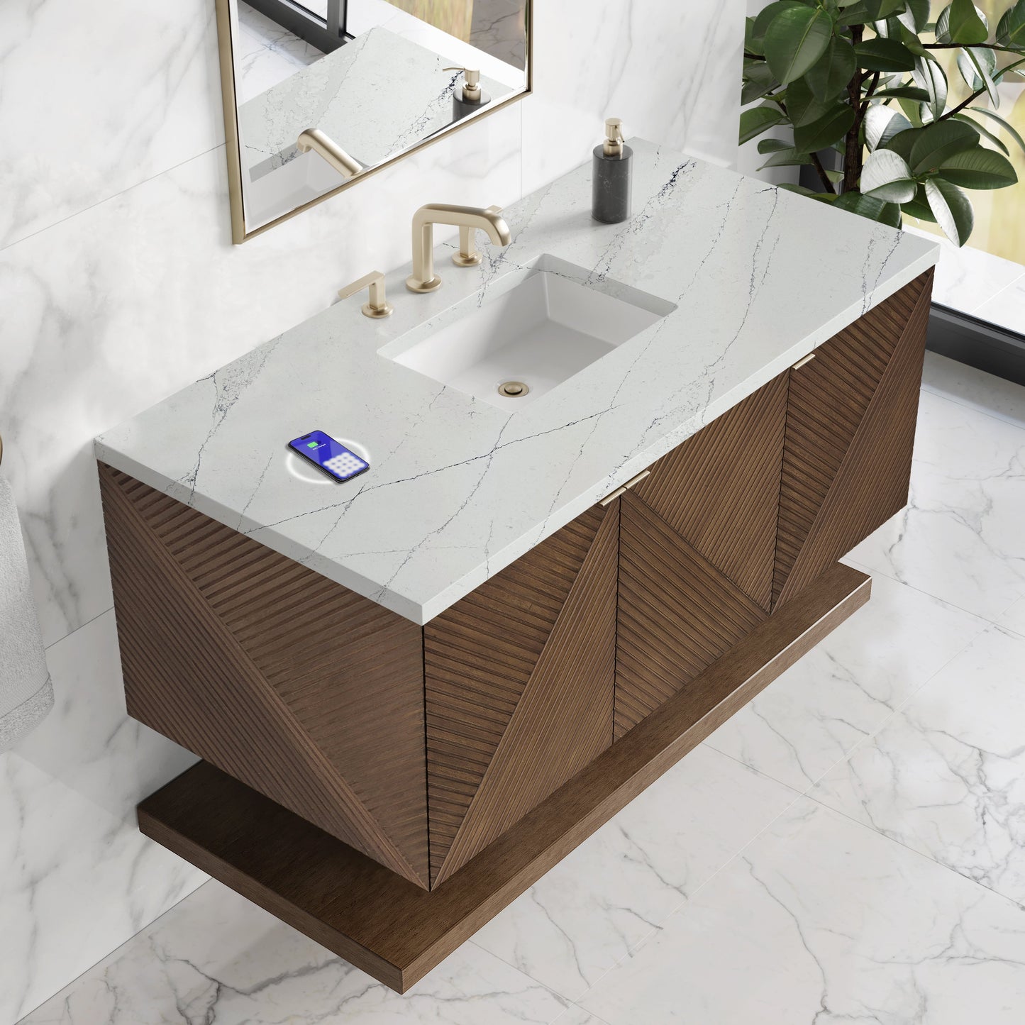 
                  
                    Marcello 48" Single Vanity in Chestnut Single Bathroom Vanity James Martin Vanities FreePower-Enabled Ethereal Noctis Silestone 
                  
                