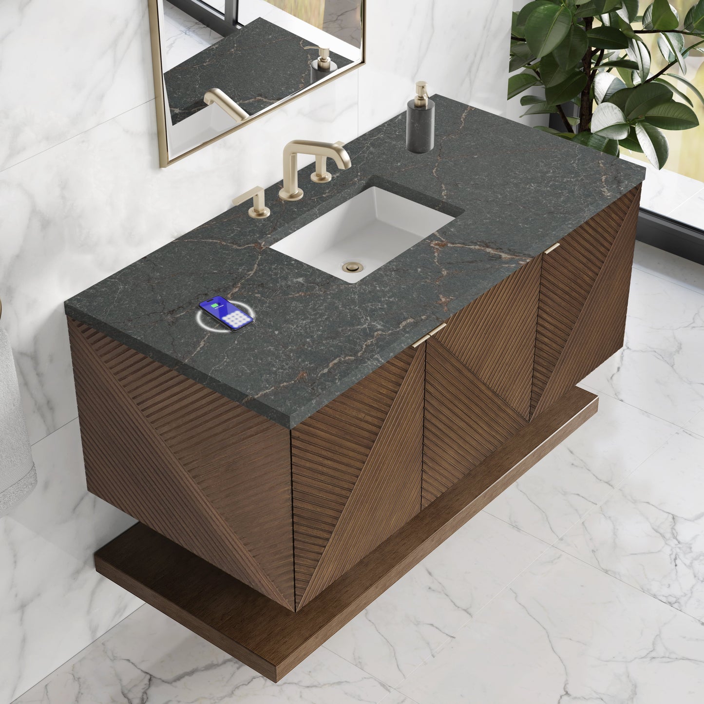 
                  
                    Marcello 48" Single Vanity in Chestnut Single Bathroom Vanity James Martin Vanities FreePower-Enabled Parisien Bleu Silestone 
                  
                
