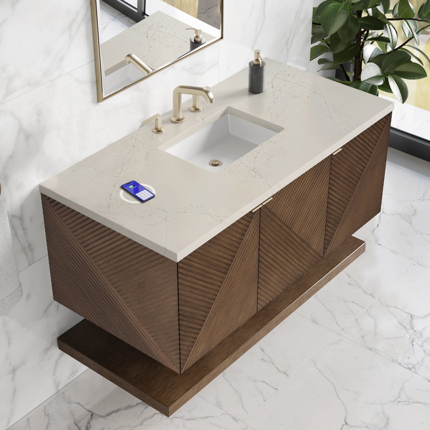 
                  
                    Marcello 48" Single Vanity in Chestnut Single Bathroom Vanity James Martin Vanities FreePower-Enabled Siberian Silestone 
                  
                