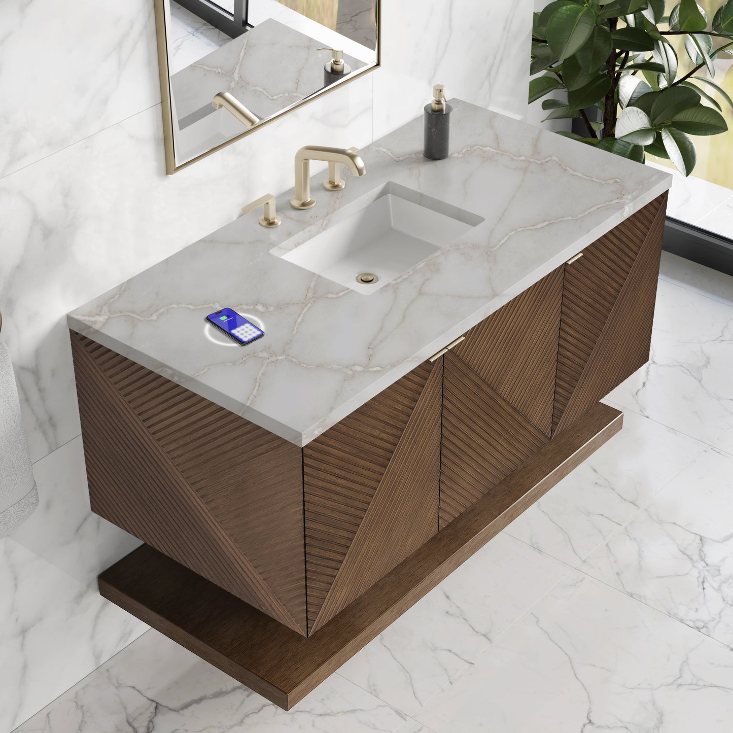
                  
                    Marcello 48" Single Vanity in Chestnut Single Bathroom Vanity James Martin Vanities FreePower-Enabled Victorian Silver Silestone 
                  
                