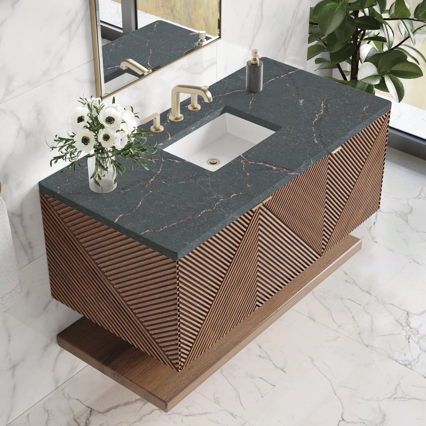 
                  
                    Marcello 48" Single Vanity in Chestnut Single Bathroom Vanity James Martin Vanities Parisien Bleu Silestone 
                  
                
