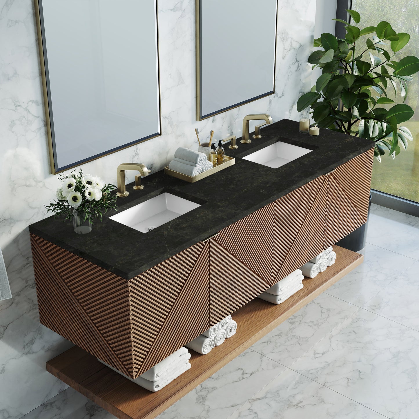 
                  
                    Marcello 72" Vanity in Chestnut Double Bathroom Vanity James Martin Vanities Phantome Eclos 
                  
                
