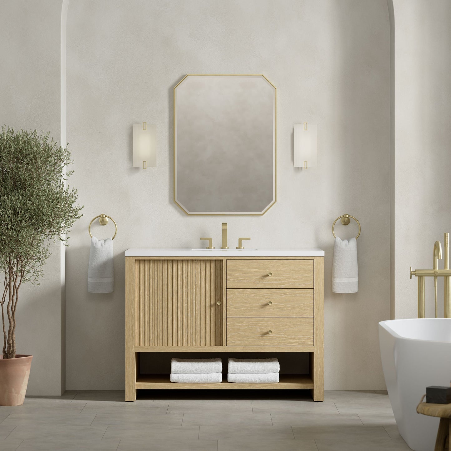 Marigot 48" Single Vanity in Sunwashed Oak Single Bathroom Vanity James Martin Vanities 