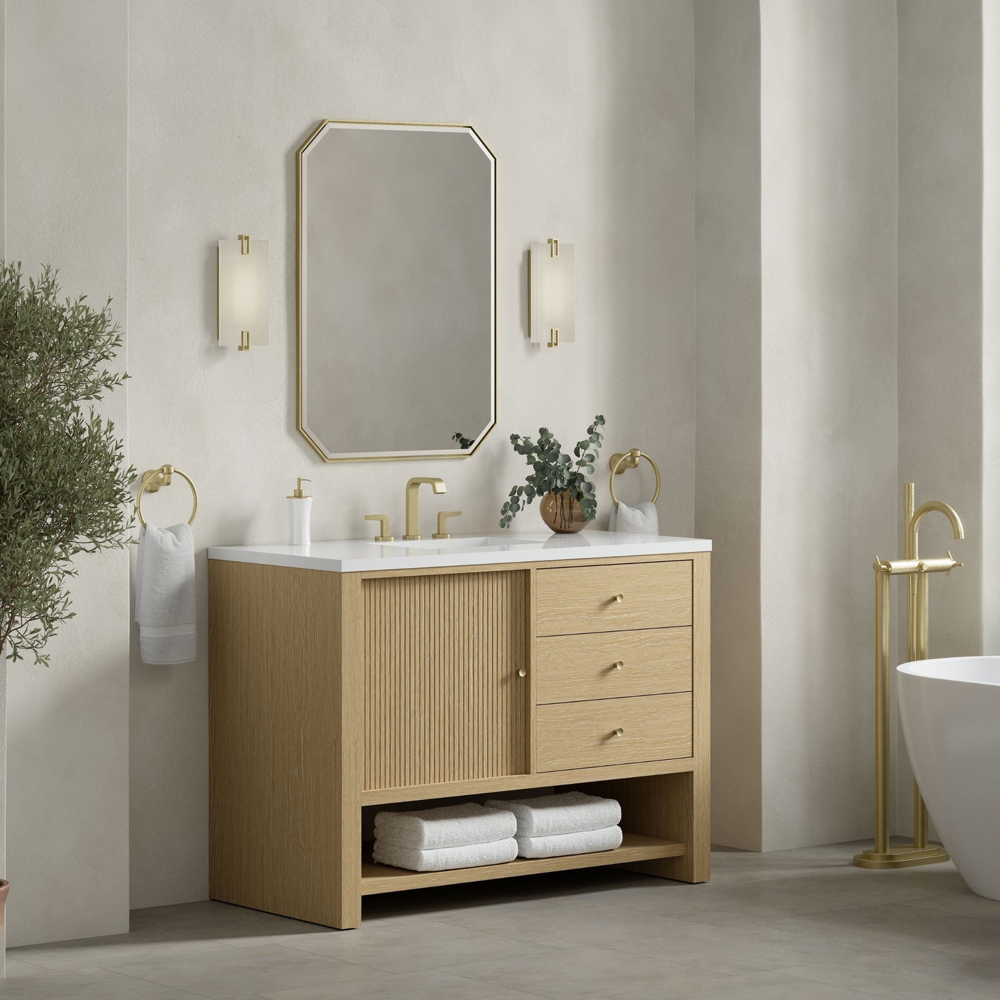 
                  
                    Marigot 48" Single Vanity in Sunwashed Oak Single Bathroom Vanity James Martin Vanities 
                  
                