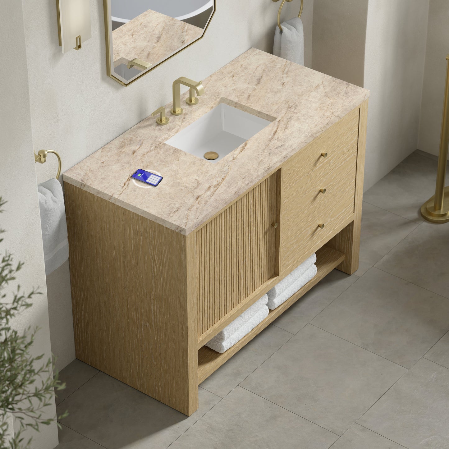 
                  
                    Marigot 48" Single Vanity in Sunwashed Oak Single Bathroom Vanity James Martin Vanities FreePower-Enabled Tajnar Eclos 
                  
                