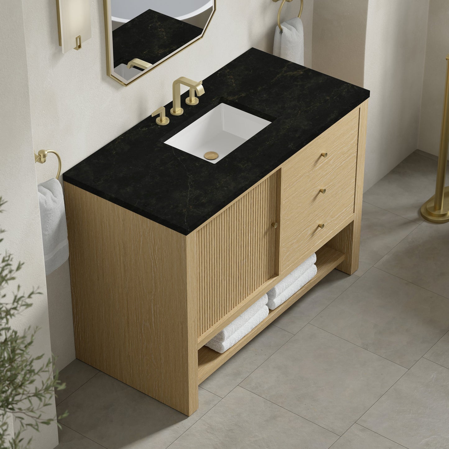 
                  
                    Marigot 48" Single Vanity in Sunwashed Oak Single Bathroom Vanity James Martin Vanities Phantome Eclos 
                  
                