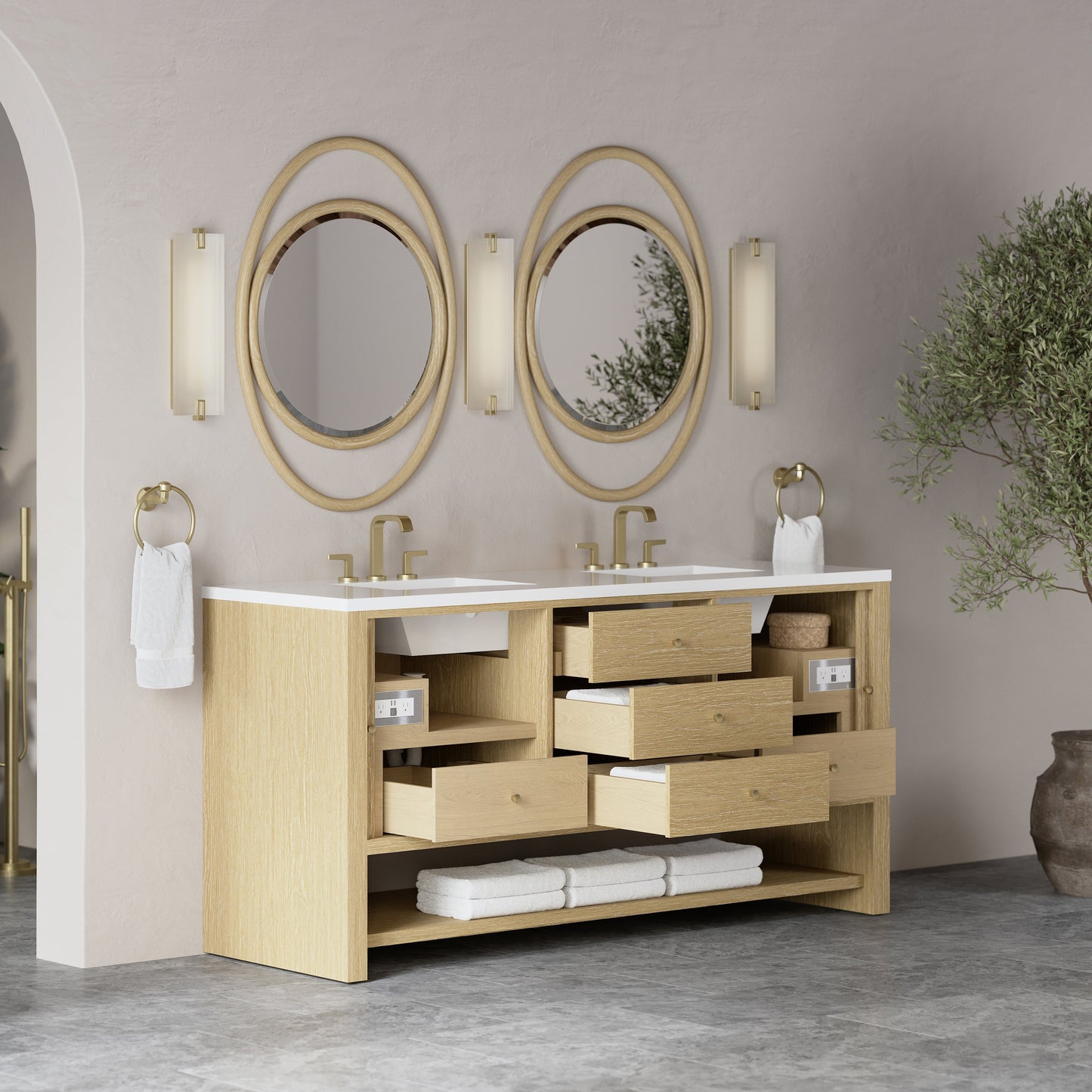 
                  
                    Marigot 72" Double Vanity in Sunwashed Oak Double bathroom Vanity James Martin Vanities 
                  
                