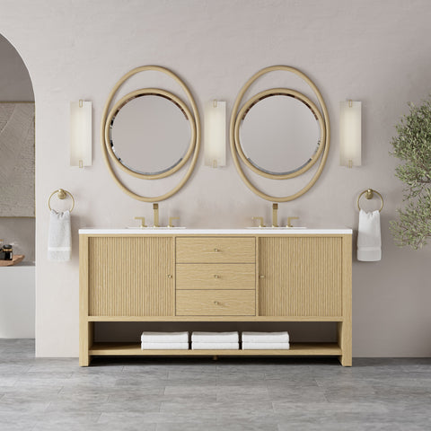 Marigot 72" Double Vanity in Sunwashed Oak Double bathroom Vanity James Martin Vanities Select Your Top 