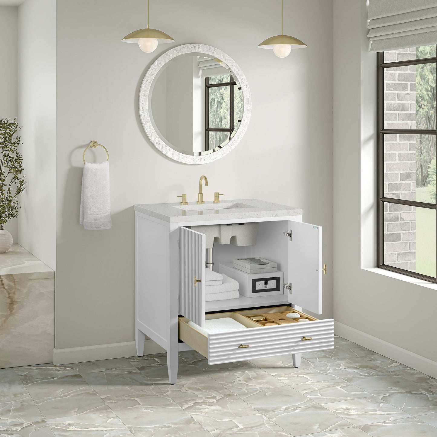 
                  
                    Myrrin 30" Single Vanity in Bright White Single Bathroom Vanity James Martin Vanities 
                  
                