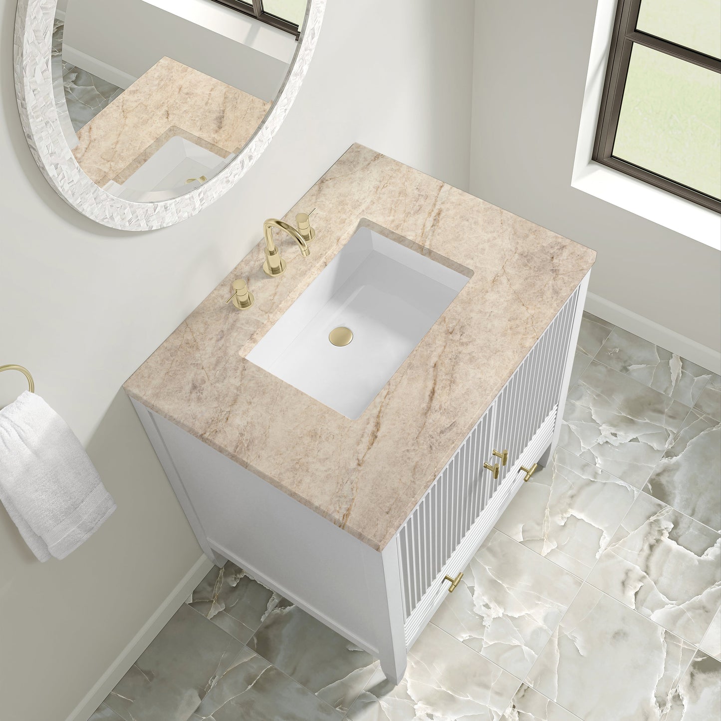 
                  
                    Myrrin 30" Single Vanity in Bright White Single Bathroom Vanity James Martin Vanities Tajnar Eclos 
                  
                