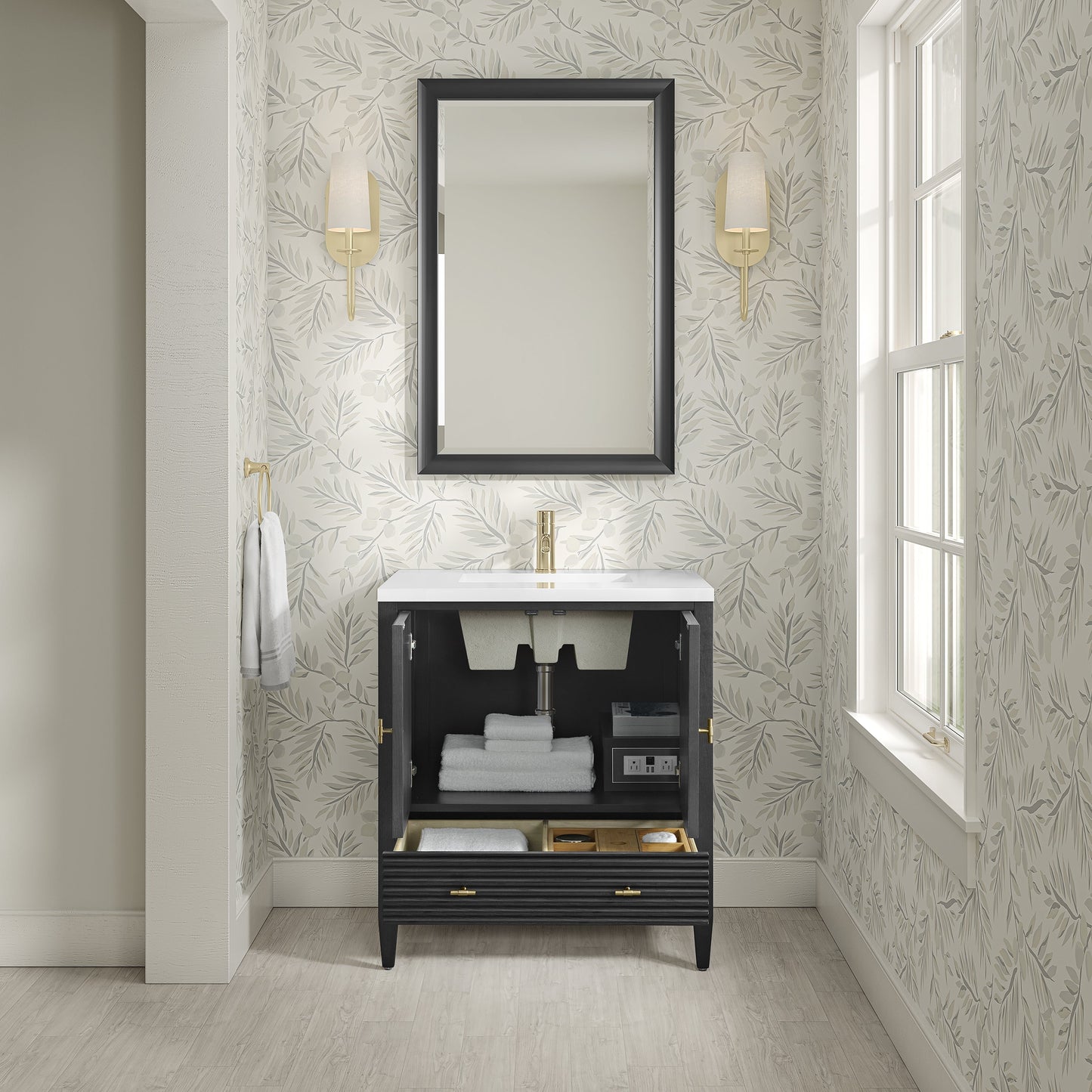 
                  
                    Myrrin 30" Single Vanity in Carbon Oak Single Bathroom Vanity James Martin Vanities 
                  
                