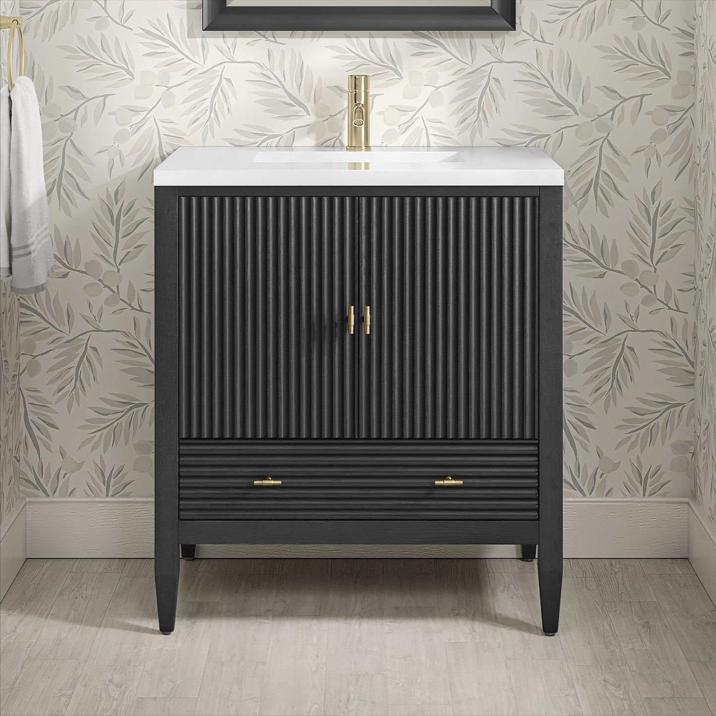 
                  
                    Myrrin 30" Single Vanity in Carbon Oak Single Bathroom Vanity James Martin Vanities 
                  
                