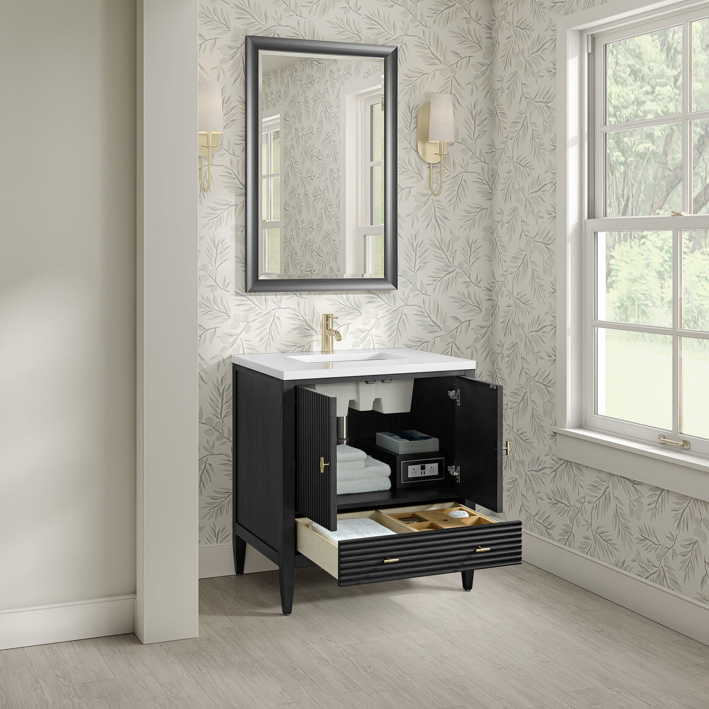 
                  
                    Myrrin 30" Single Vanity in Carbon Oak Single Bathroom Vanity James Martin Vanities 
                  
                