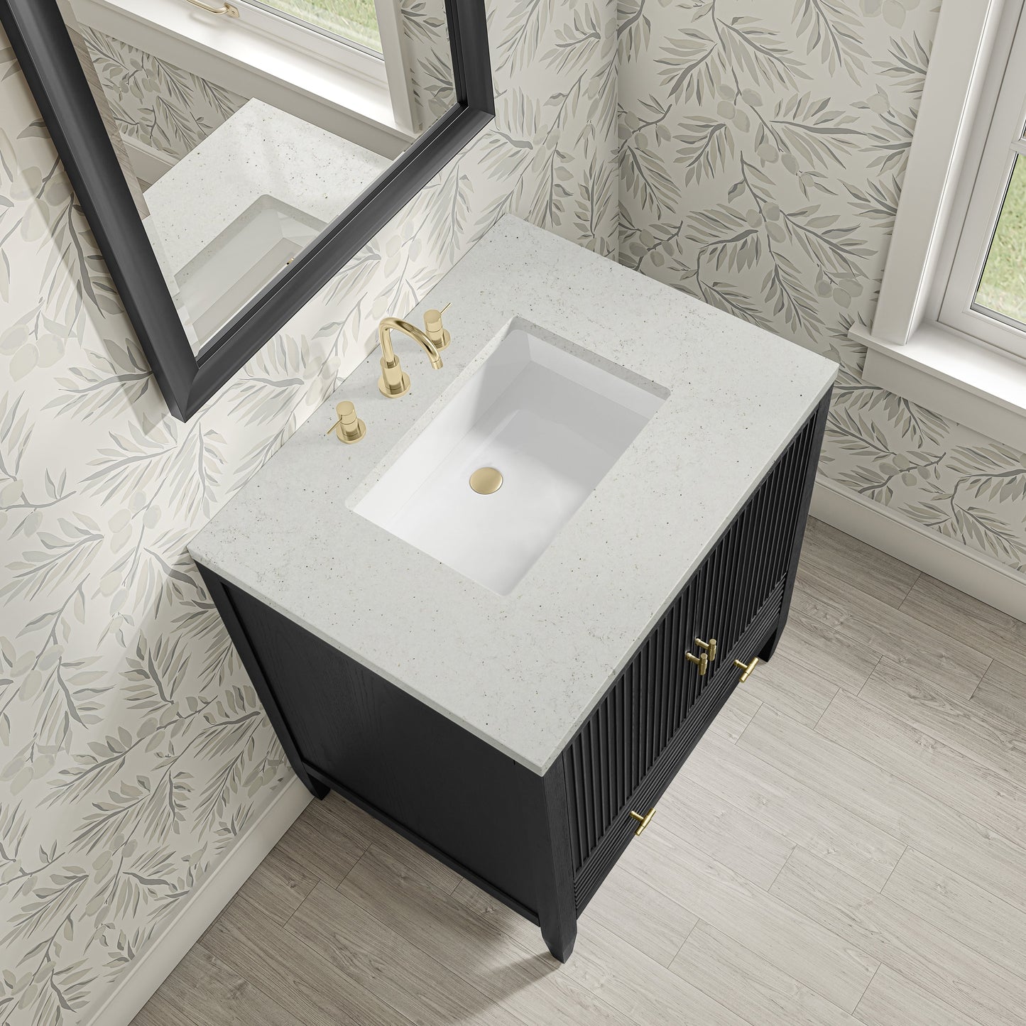 
                  
                    Myrrin 30" Single Vanity in Carbon Oak Single Bathroom Vanity James Martin Vanities Lime Delight Silestone 
                  
                