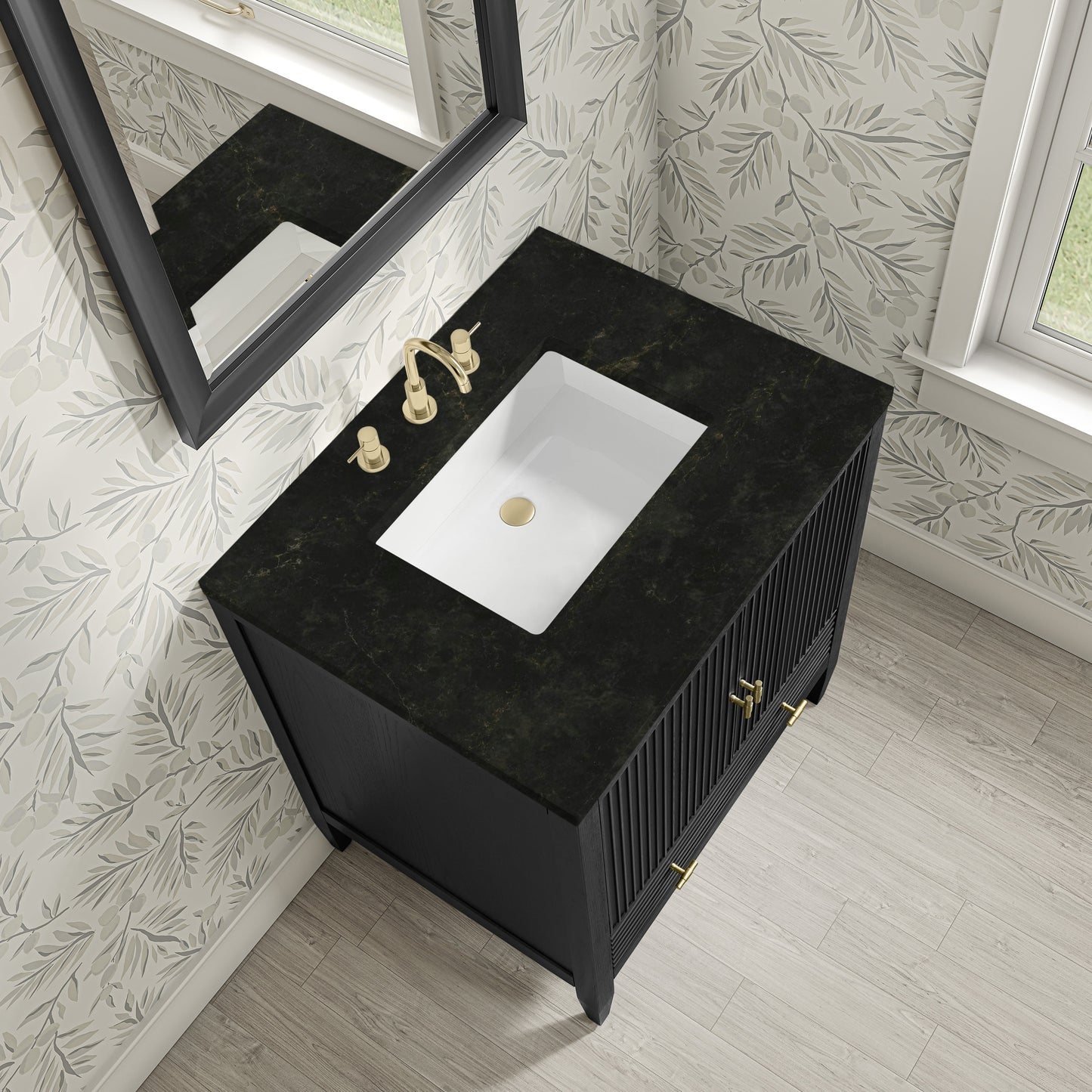 
                  
                    Myrrin 30" Single Vanity in Carbon Oak Single Bathroom Vanity James Martin Vanities Phantome Eclos 
                  
                
