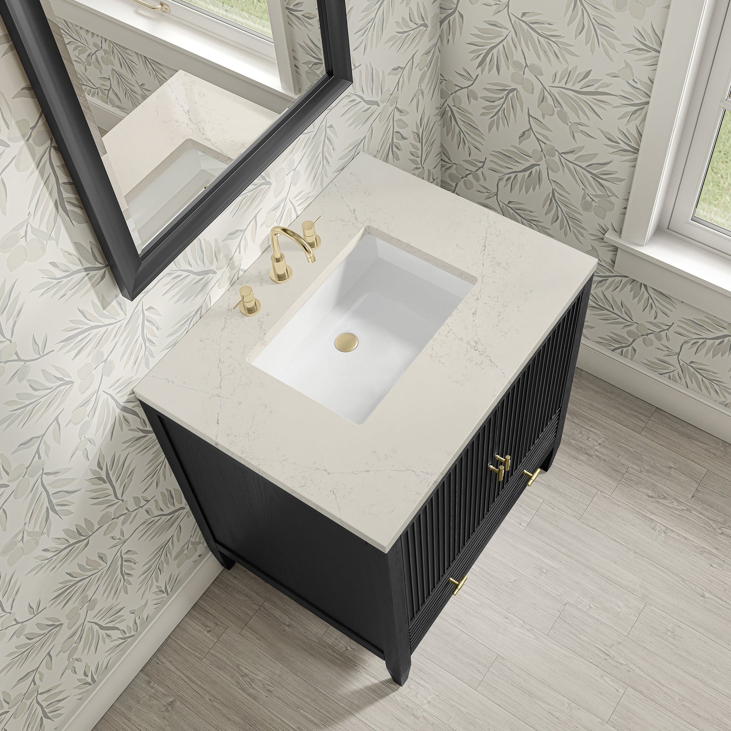 
                  
                    Myrrin 30" Single Vanity in Carbon Oak Single Bathroom Vanity James Martin Vanities Siberian Silestone 
                  
                