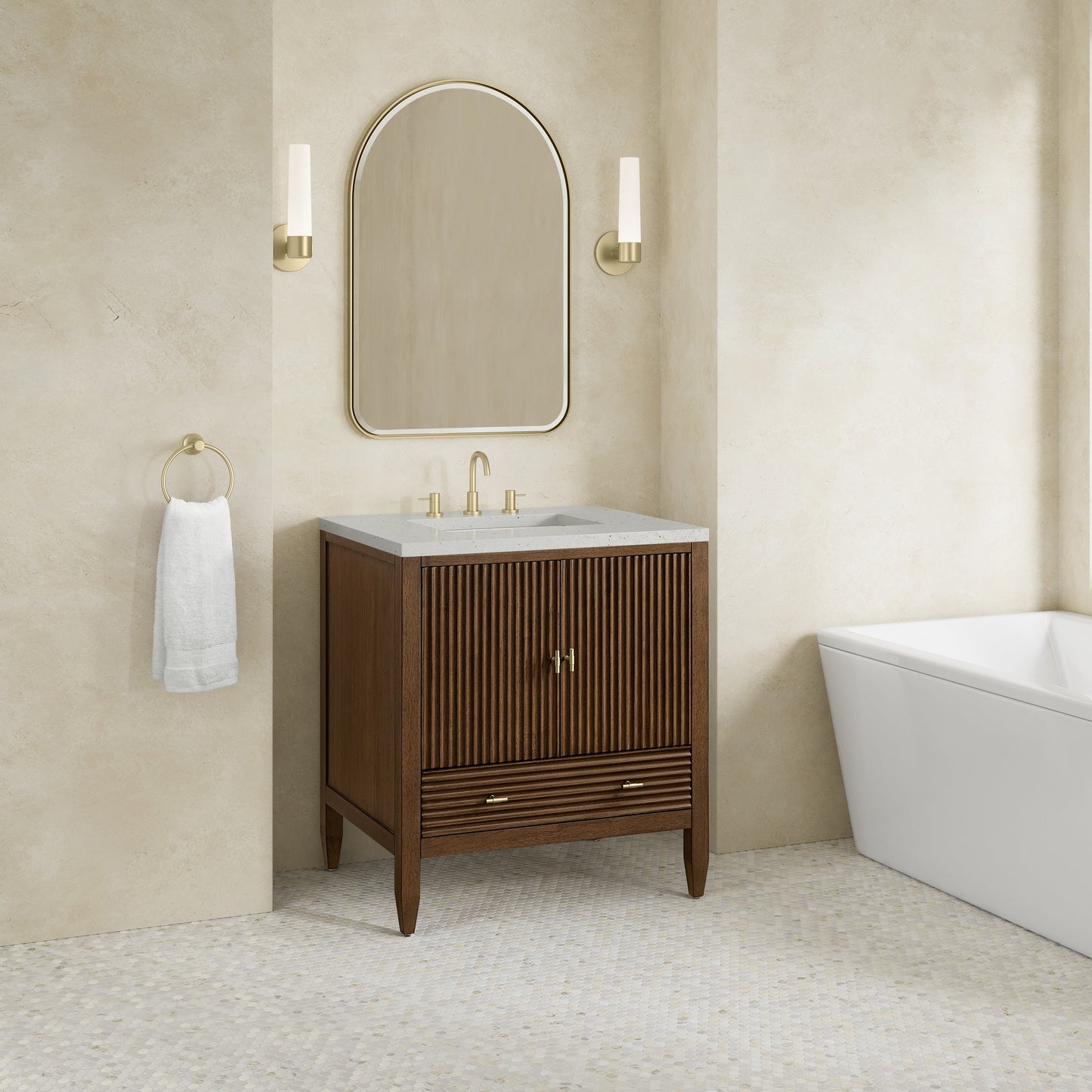 
                  
                    Myrrin 30" Single Vanity in Mid-Century Walnut Single Bathroom Vanity James Martin Vanities 
                  
                
