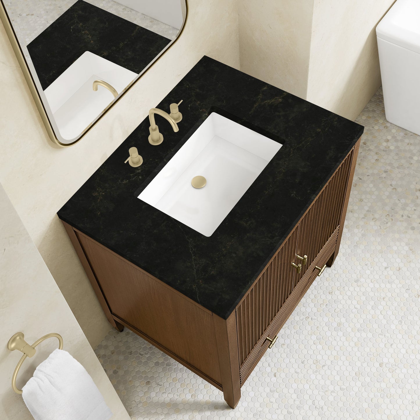 
                  
                    Myrrin 30" Single Vanity in Mid-Century Walnut Single Bathroom Vanity James Martin Vanities Phantome Eclos 
                  
                