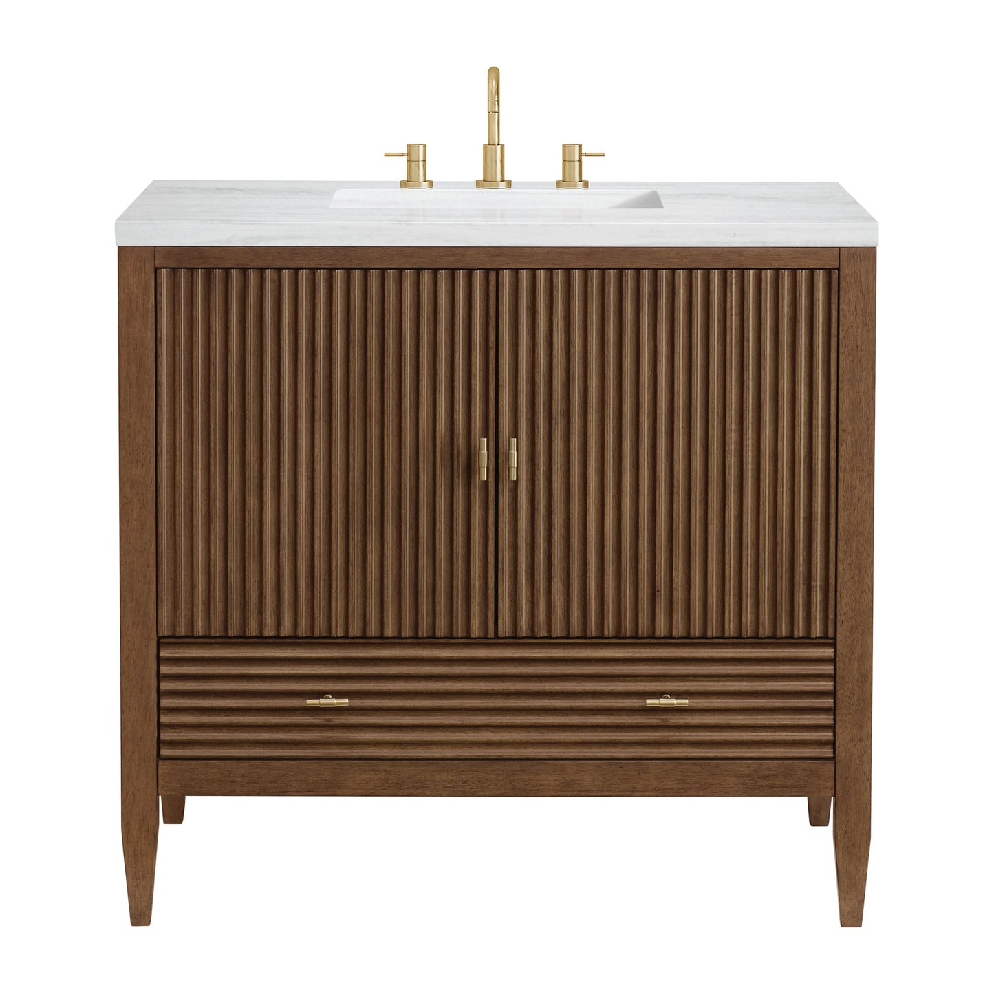 
                  
                    Myrrin 36" Single Vanity in Mid-Century Walnut Single Bathroom Vanity James Martin Vanities 
                  
                