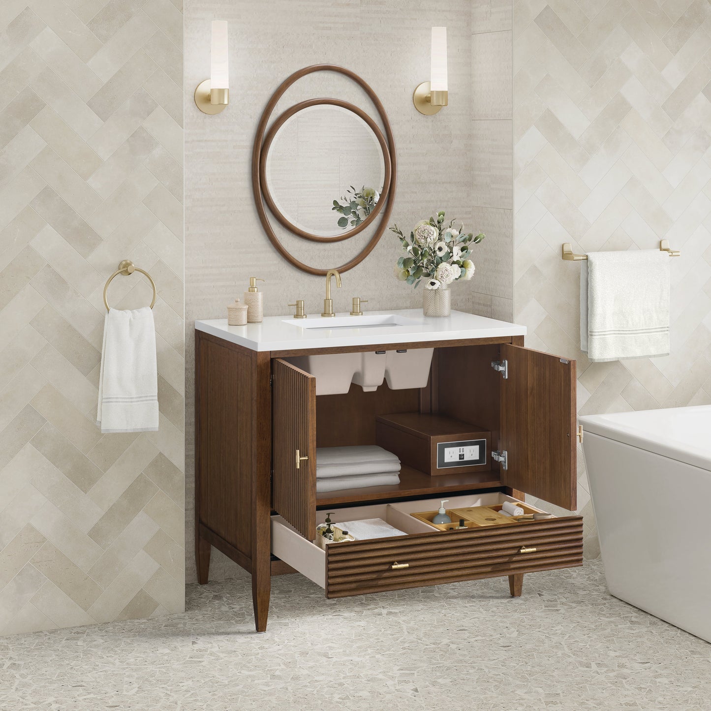 
                  
                    Myrrin 36" Single Vanity in Mid-Century Walnut - James Martin Vanities
                  
                