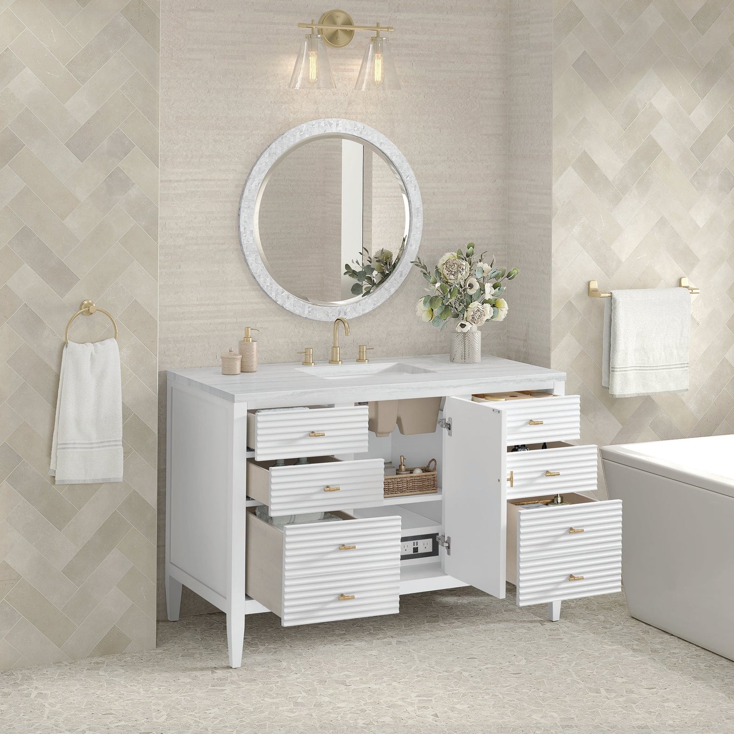 
                  
                    Myrrin 48" Single Vanity in Bright White Single Bathroom Vanity James Martin Vanities 
                  
                