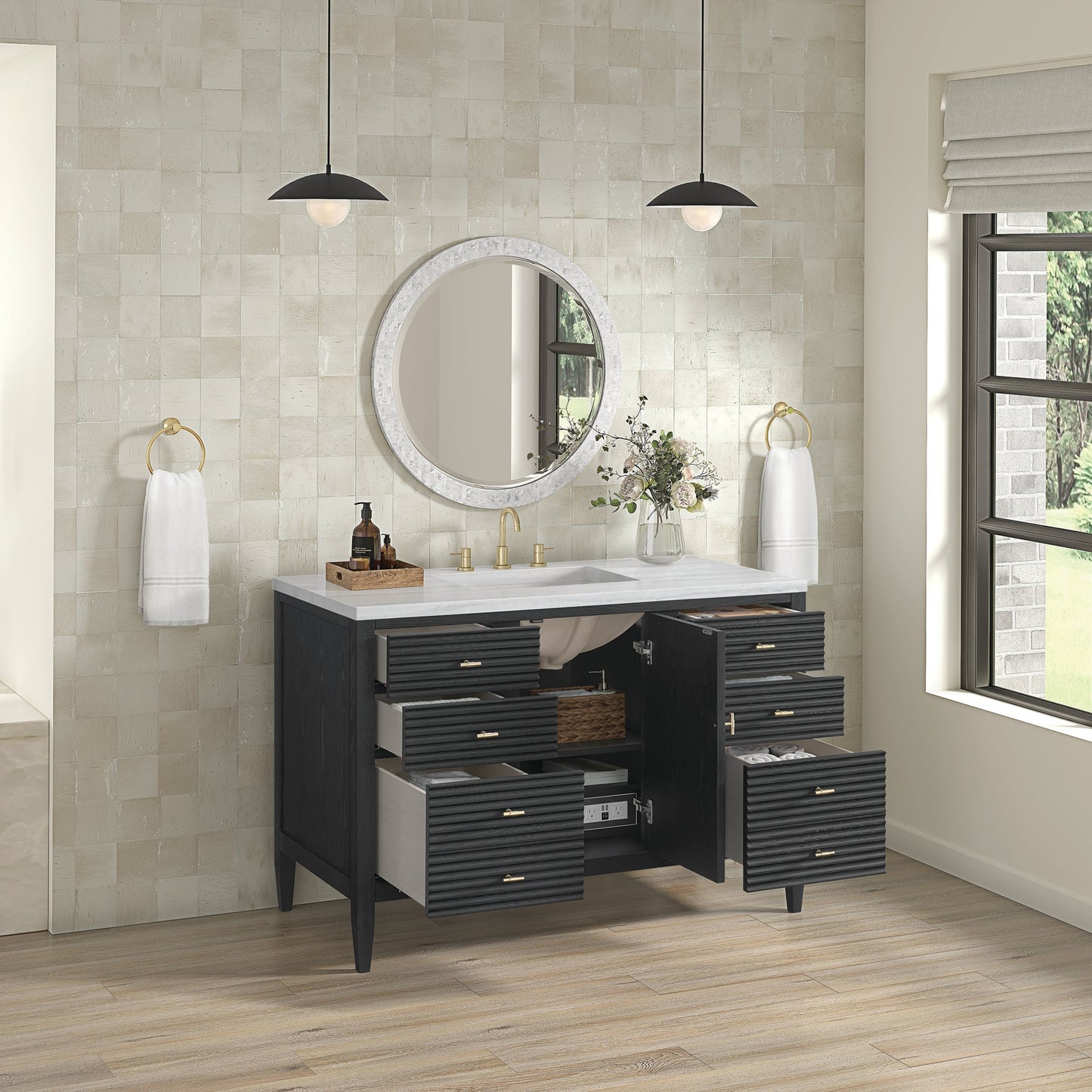 
                  
                    Myrrin 48" Single Vanity in Carbon Oak Single Bathroom Vanity James Martin Vanities 
                  
                