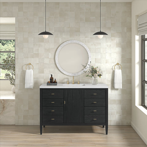 Myrrin 48" Single Vanity in Carbon Oak Single Bathroom Vanity James Martin Vanities 