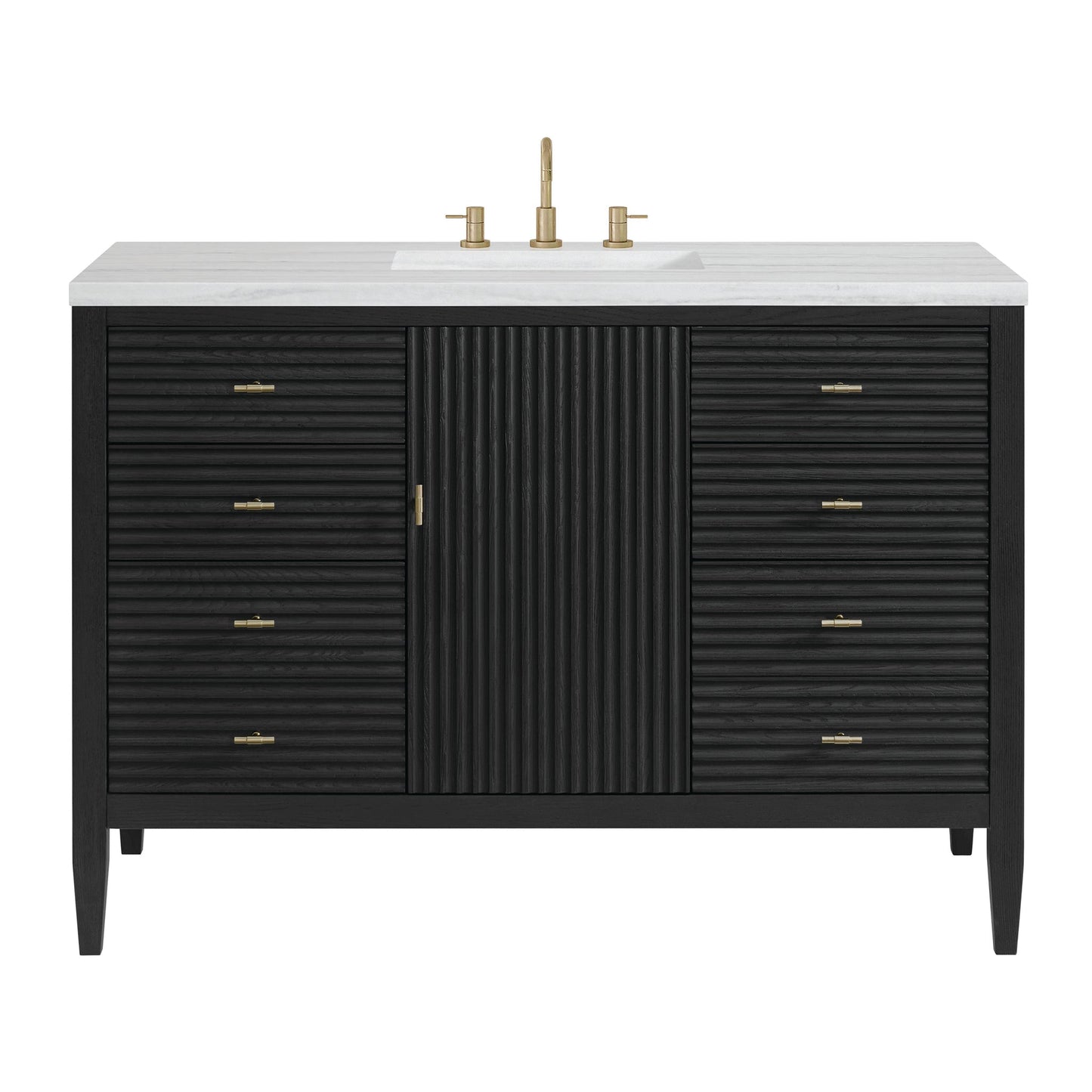 Myrrin 48" Single Vanity in Carbon Oak Single Bathroom Vanity James Martin Vanities 