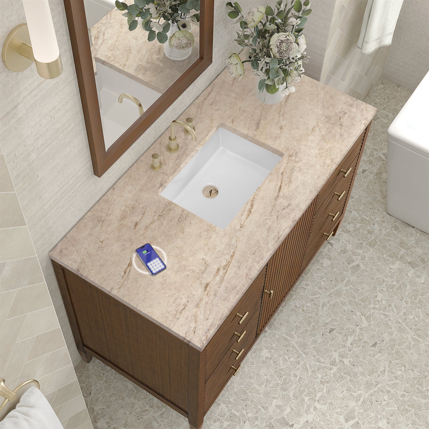 
                  
                    Myrrin 48" Single Vanity in Mid-Century Walnut Single Bathroom Vanity James Martin Vanities FreePower-Enabled Tajnar Eclos 
                  
                